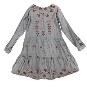 Johnny Was Embroidered Tunic Dress Bohemian Long Sleeve Gray Size M - Picture 1 of 6