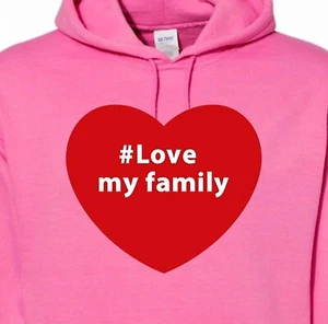 Youth Graphic Hoodie - "Love My Family" (Pink Medium 10-12) - Picture 1 of 3