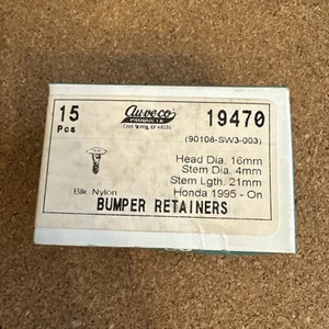 Auveco 19470 Honda 1995-On Bumper Retainer 16Mm Hd Dia 21Mm Stm Lgth 15 pcs - Picture 1 of 10