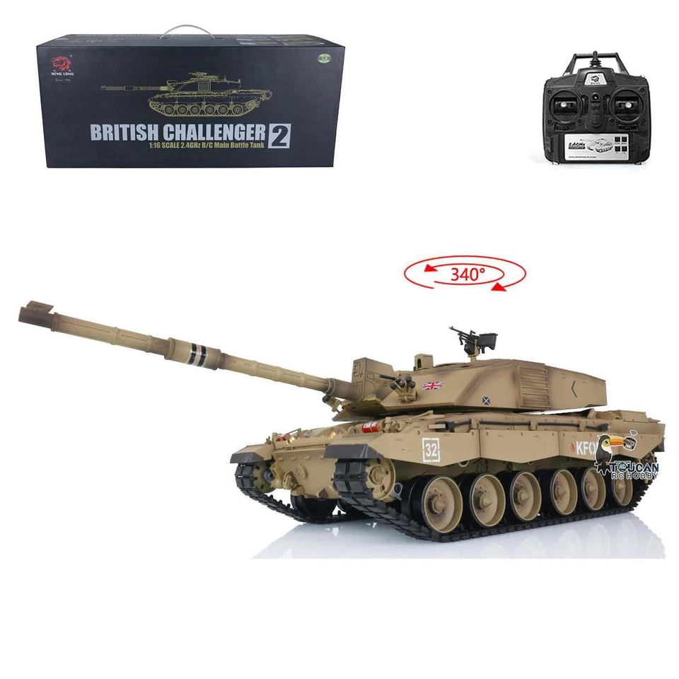 2.4Ghz 3908 Heng Long 1/16 7.0 Plastic Challenger II RTR IR BB RC Tank Smoke - Image 1 of 4