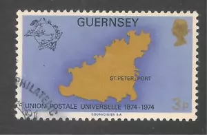 Guernsey #112 (A21) VF USED - 1974 3p Map of Guernsey and UPU Emblem - Picture 1 of 1