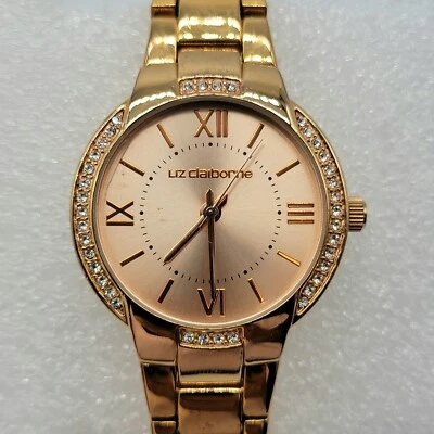 Женские часы Liz Claiborne 34 мм розовое золото ремешок из нержавеющей стали 6,5 дюйма ходовые - Изображение 1 из 4