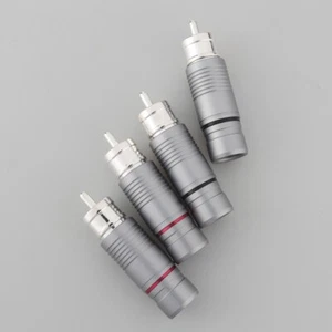 4PCS Silver Plated Hifi Audio RCA Plug RCA Connector Plug DIY Hifi Audio Cable - Picture 1 of 6
