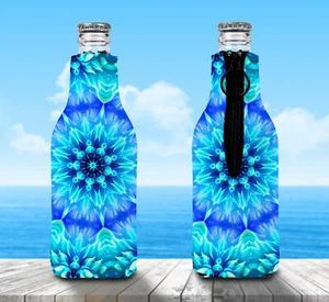 Mandala Personalised Stubby Holder Zip Up Bottle Cooler Collapsible - Picture 1 of 9