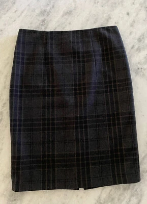 Falda lápiz Kenar a cuadros mezcla de lana talla 2 Foto 1 de 4