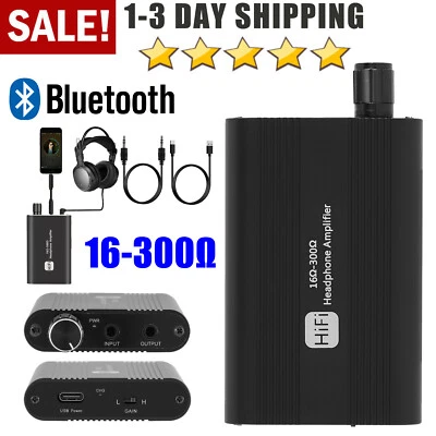 16-300Ω HIFI Headphone Amplifier Portable Earphone AMP 3.5mm w/ Audio USB Cable - Image 1 of 4