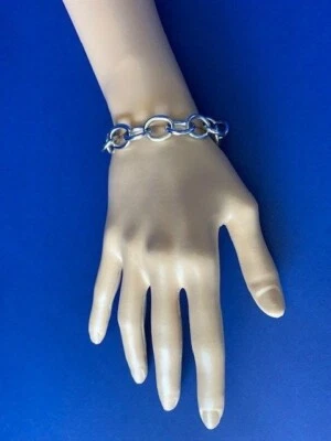 Stainless Steel Large Oval Link Silver Tone Chain Bracelet Size Small 6.75” - Image 1 of 4