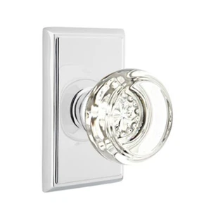 Perilla de puerta de cristal Emtek Georgetown paso roseta rectangular cromo pulido - Imagen 1 de 1