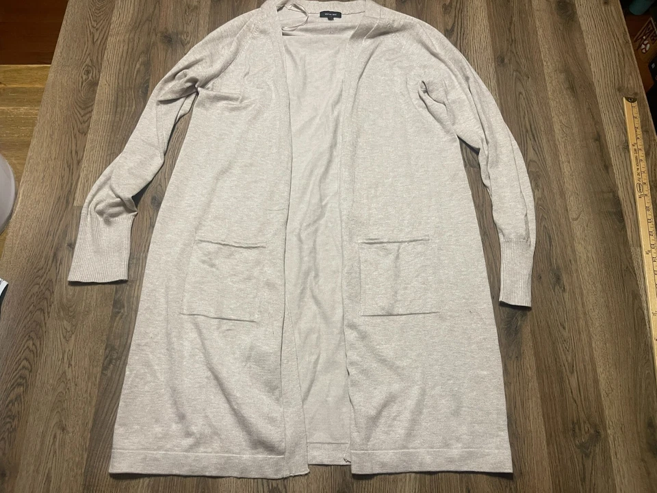 Verve Ami Sweater, Women's Size XL, Tan, Long Open Cardigan w/ Pockets - Image 1 of 4