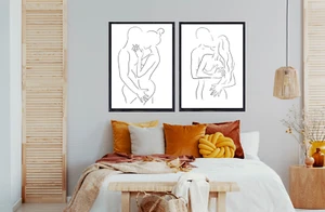 Juego de 2 líneas de estampados artísticos amantes arte pared salón decoración dormitorio l A5 A4 A3 - Imagen 1 de 7