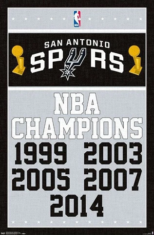 San Antonio Spurs 5-Time NBA Champions 1999-2014 Commemorative 22x34 Wall POSTER Cover