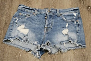 7 For All Mankind Jeansshorts Used Cut-Off Damen Gr. 26 ausgefranster Saum - Bild 1 von 19
