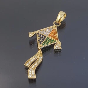 18K Gold Filled Stunning Italian Diamond Kite 18ct GF Pendant 40mm - Picture 1 of 12