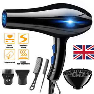 UK Hair Dryer 2000W Professional Style Nozzle Quiet Blower Pro Salon Dryer Blow