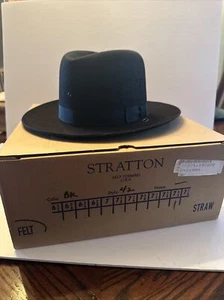 NEU Stratton Sheriff Style FILZ Mütze 42 Doppelkrempe oval SCHWARZ *mehrere Größen* - Bild 1 von 9