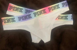 Victoria's Secret PINK Logo thong underwear panty in medium Set of 2 - Picture 1 of 5