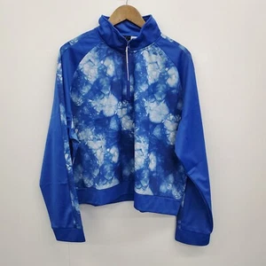 PSK Collective Womens Tie Dye Track Jacket 3XL Blue Pullover 1/4 Zip Collar NWT - Picture 1 of 14