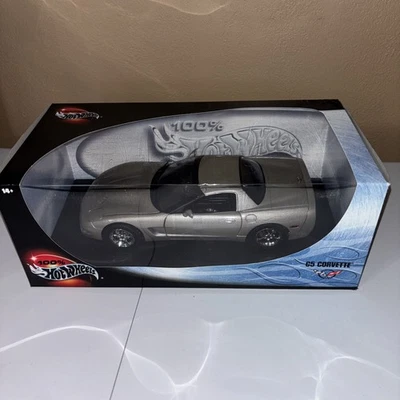 Hot Wheels 100% 1:18 Scale Silver C5 Corvette Diecast Car NIB #54575 - Image 1 of 4