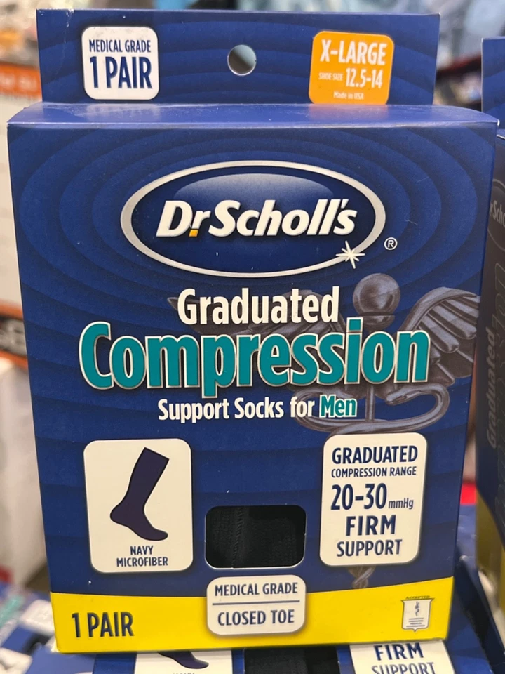 Calcetines de apoyo de compresión graduados Dr Scholls para hombre azul marino 20-30 mmHg talla X grande Foto 1 de 4