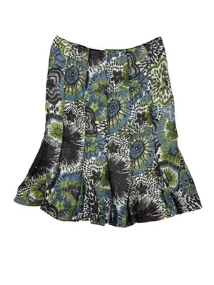 Lafayette 148 Flounce Skirt Sz10 Blue Green Pleated Boho Aesthetic Linen Blend - Image 1 of 4