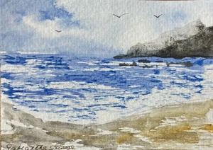 Original Watercolour Seascape Painting ACEO - Picture 1 of 4