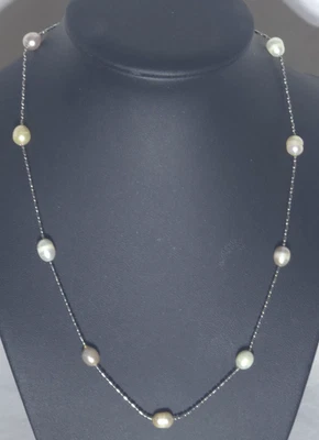 18k GP Cultured Pearl station necklace 17" - Image 1 of 4