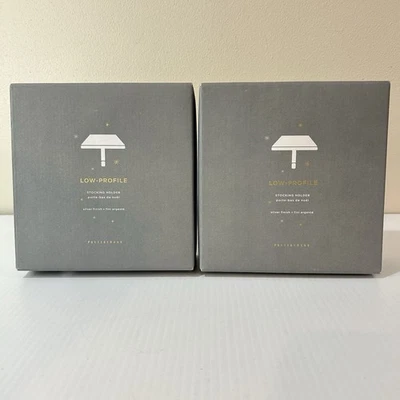 Porta medias Pottery Barn clásico de bajo perfil 5,75" plateado - Juego de 2 - Nuevo en caja Foto 1 de 4