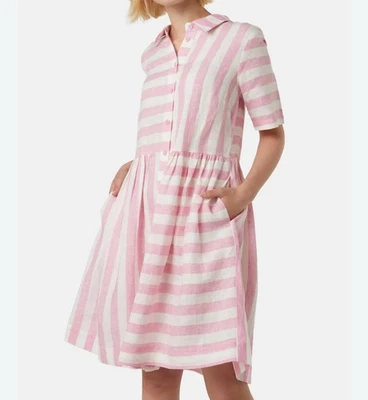 Gorman Women's Size US 10 Pink Candy Stripe Linen Shirt Dress - Image 1 of 4