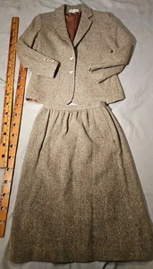 Traje Falda Vintage Evan Picone Talla 12 Marrón Trapo Mancha Academia Preppy Forrado - Imagen 1 de 24