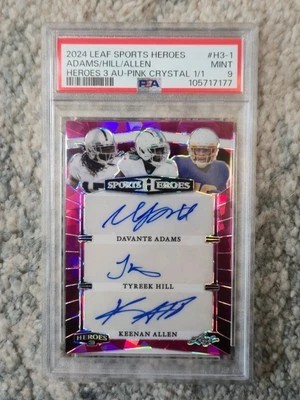 2024 Leaf Sports Heroes Davante Adams/Tyreek Hill/Keenan Allen Auto 1/1 Pink - Image 1 of 2