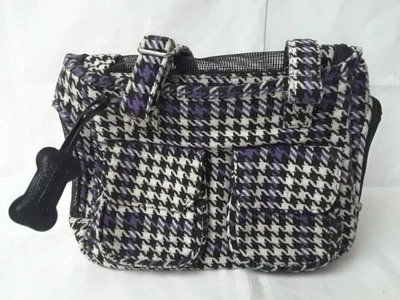 Pet Carrying Pack Smaller Pet Plaid Fabric Folding Kennel 12 Long x 6 Wide x 8.5 - Image 1 of 4