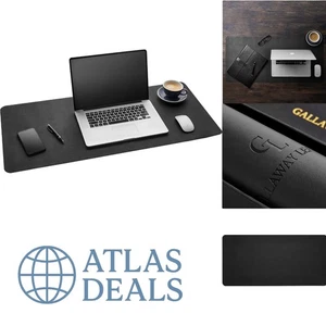 Grand protecteur de bureau en simili cuir 36" x 17" - Luxueux coussin de bureau noir - Photo 1/11