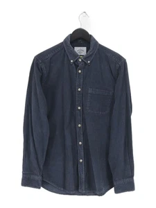 Portugiesisches Flanell Herren Hemd M Blau 100% Baumwolle Basic - Bild 1 von 6