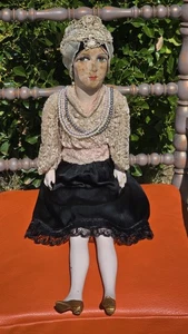 Antique Rare French Boudoir Doll 30” Poupée De Salon Ancienne Hand Painted Face - Picture 1 of 22