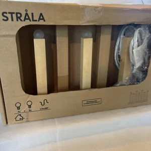 IKEA STRALA table lamp Wooden Candle Style Shelf Light NEW Plug In Frosted Bulb - Picture 1 of 9