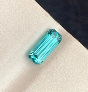 1.05 Carats Neon Blue Paraiba Color Tourmaline Emerald Cut Natural Gemstone - Picture 1 of 5