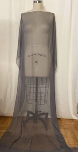 100% Silk Chiffon Charcoal Gray Fabric 2 Yards Long 45 Inches Wide - Picture 1 of 7