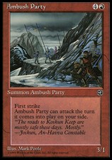 4x Ambush Party (Art Version: MOUNTAIN PASS) MTG Homelands NM Magic Regular