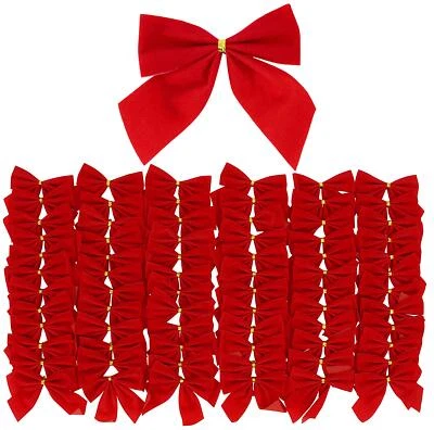 72 Pack Mini Red Velvet Bows 3.5x3.5" Gift Wrapping Craft Decoration - Image 1 of 4