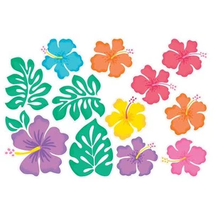 Papel de decoración de pared o mesa de hibisco Luau de verano amscan 12 piezas recortes de 7 en 11 pulgadas - Imagen 1 de 1