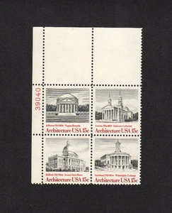 SCOTT # 1779-1782 Am Architecture United States Stamps MNH - Plate Block of 4 - Picture 1 of 1