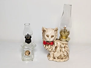 Keramik & Glas Figur Mini Öllampen Konvolut langhaarig weiß Katze Telefon Vintage - Bild 1 von 15