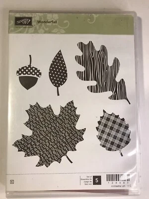Stampin Up! Folhas de outono Wonderfall 5 selos bolota letras de máquina de escrever - Imagem 1 de 4