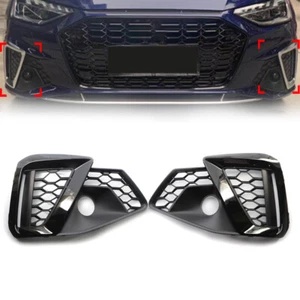 2x Gloss Black Front Bumper Fog Light Grille Grill For Audi A4L 2020-2022 - Picture 1 of 8