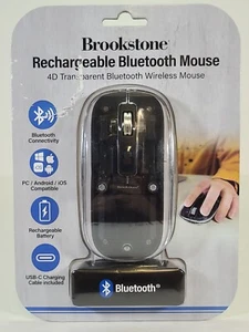 Brookstone 4D Transparent Rechargeable Bluetooth Wireless Mouse DPI Precision - Picture 1 of 2