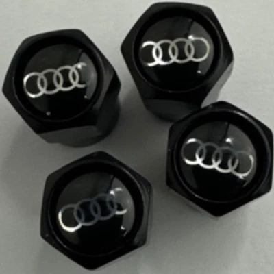Set of 4 Universal Audi Black Wheel Stem Air Valve Caps 914740acB - Image 1 of 4