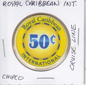 GETTONE CHIP CASINÒ $.50 FRATTO. ROYAL CARIBBEAN INT. STAMPO CHIPCO LINEA CROCIERA - Foto 1 di 1