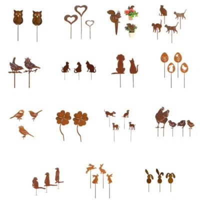 Metal Rusted Animals Garden Stake Yard Sign Outdoor Decorations Backyard Decors Foto 1 de 4