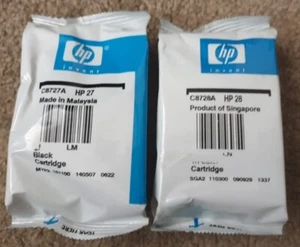 HP 27 C8727A Black & HP 28 C8728A Trójkolorowe oryginalne wkłady atramentowe - Zdjęcie 1 z 5