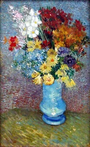Flowers in a blue vase by Vincent Van Gogh Giclee Fine Art Print Repro on Canvas - Picture 1 of 1